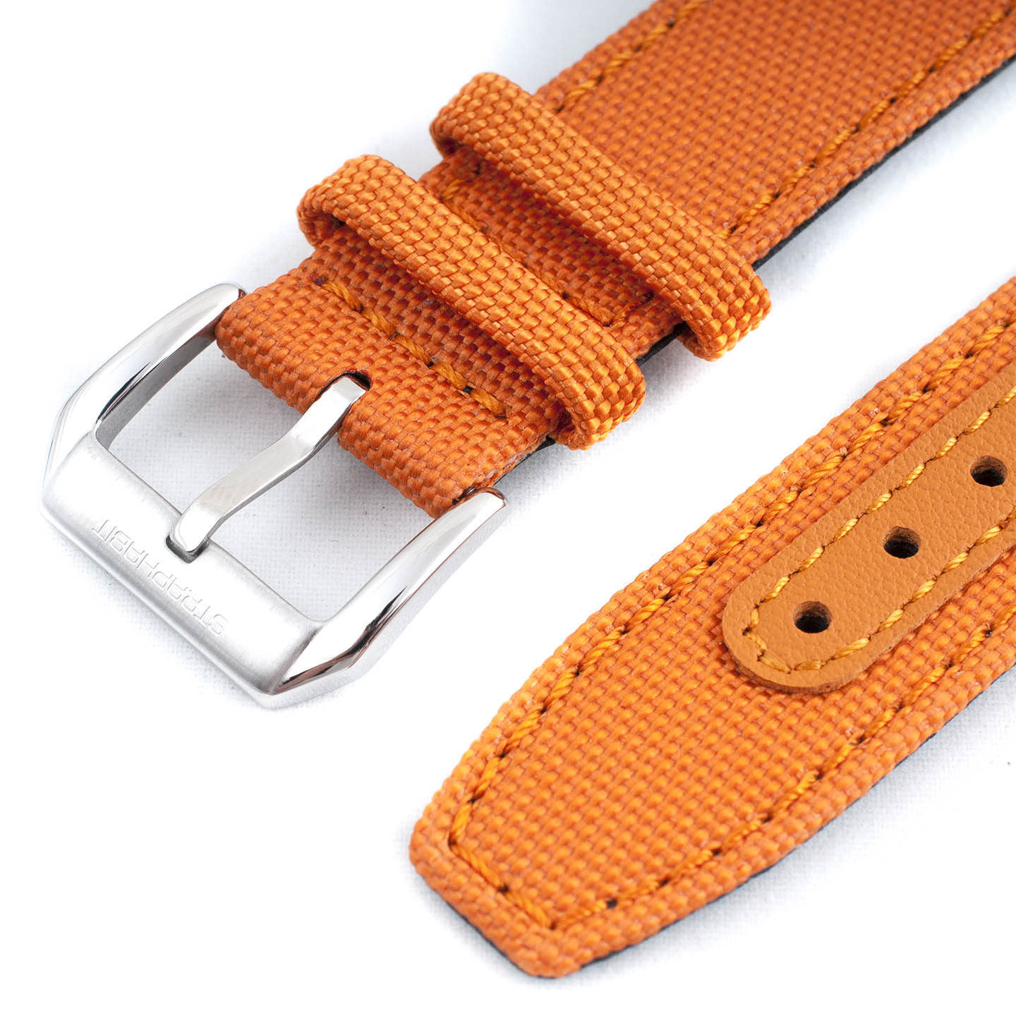 Premium Sailcloth Colorway Quick Release Watch Strap band replacement 19mm, 20mm, 21mm, 22mm for large wrists and small wrists, for men and women, unisex orange pumpkin