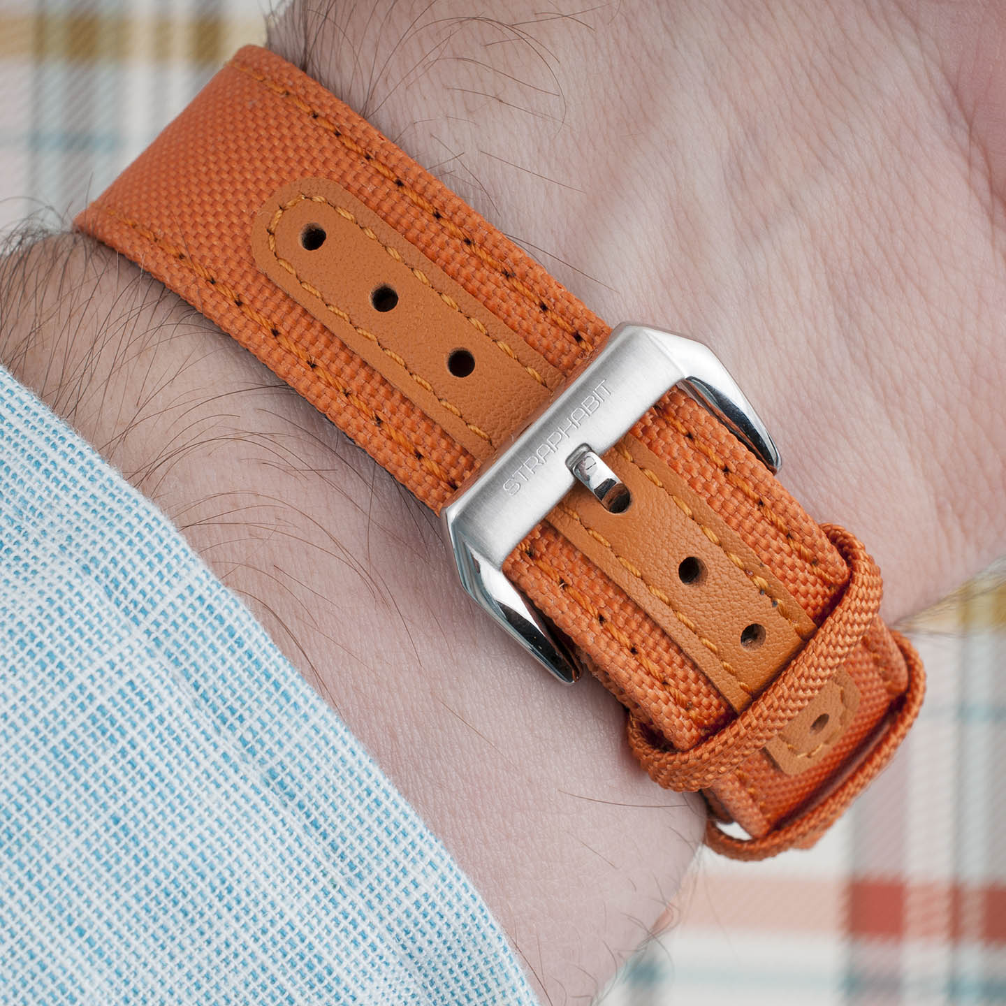 Premium Sailcloth Colorway Quick Release Watch Strap band replacement 19mm, 20mm, 21mm, 22mm for large wrists and small wrists, for men and women, unisex orange pumpkin