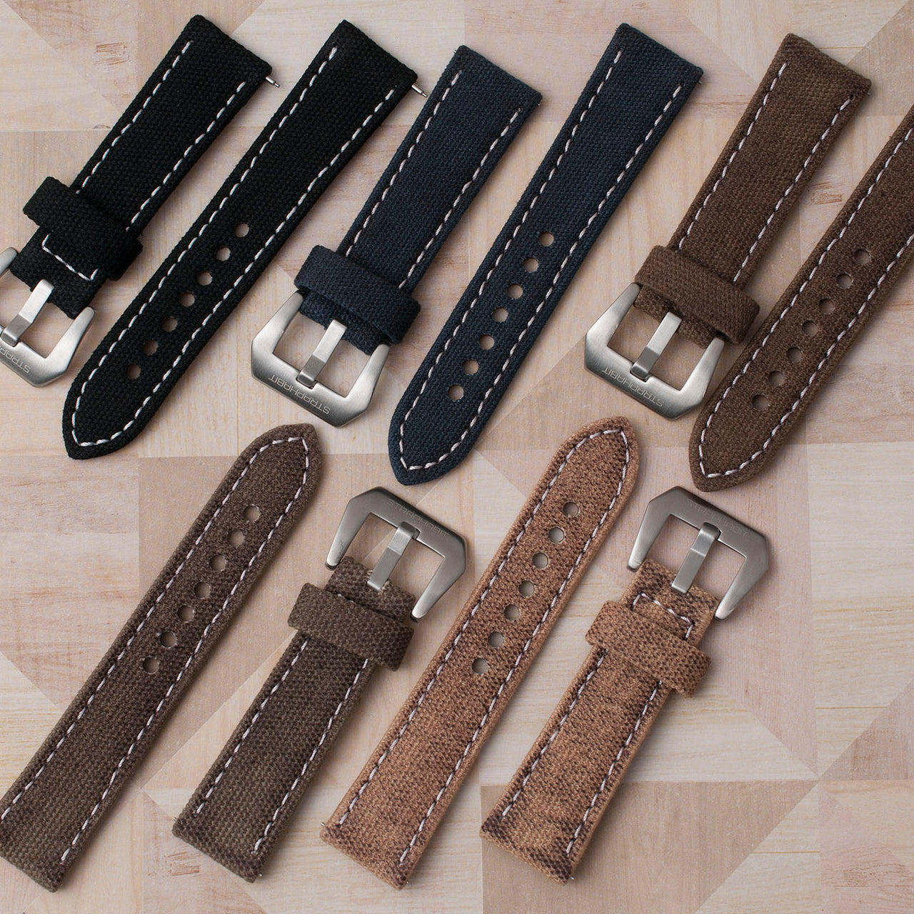 Distressed Canvas and Leather Quick Release Watch Straps