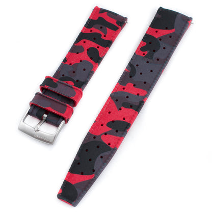 Tropical retro vintage replacement watch strap band FKM rubber tropic 19mm 20mm 21mm 22mm red camo camouflage