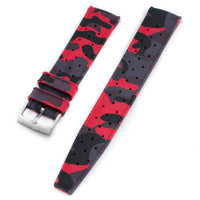 Tropical retro vintage replacement watch strap band FKM rubber tropic 19mm 20mm 21mm 22mm red camo camouflage variant_red_camo