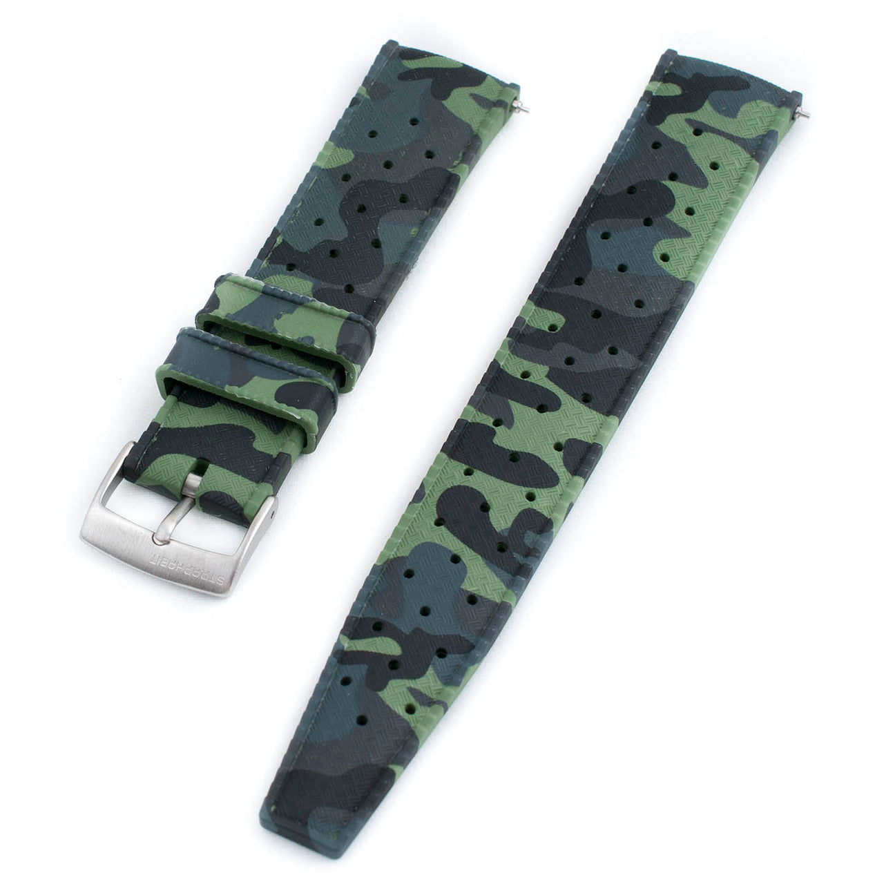 Tropical retro vintage replacement watch strap band FKM rubber tropic 19mm 20mm 21mm 22mm green camo camouflage variant_green_camo