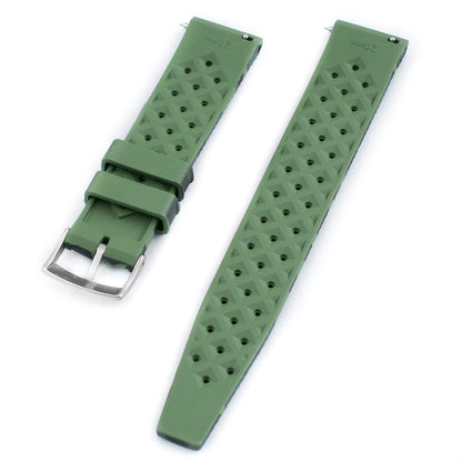 Tropical retro vintage replacement watch strap band FKM rubber tropic 19mm 20mm 21mm 22mm green camo camouflage