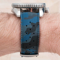 Tropical retro vintage replacement watch strap band FKM rubber tropic 19mm 20mm 21mm 22mm blue camo camouflage variant_blue_camo