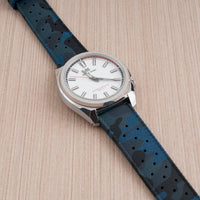 Tropical retro vintage replacement watch strap band FKM rubber tropic 19mm 20mm 21mm 22mm blue camo camouflage grand seiko sbgx341 9f antimagnetic variant_blue_camo