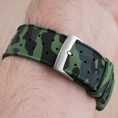 Tropical retro vintage replacement watch strap band FKM rubber tropic 19mm 20mm 21mm 22mm green camo camouflage