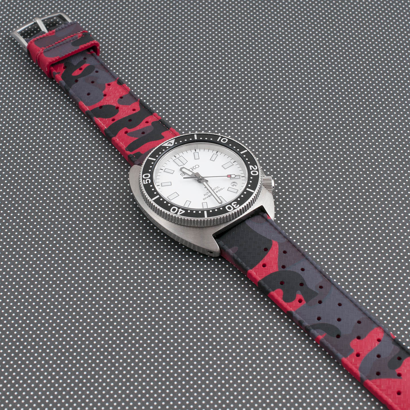 Tropical retro vintage replacement watch strap band FKM rubber tropic 19mm 20mm 21mm 22mm red camo camouflage seiko spb313 slim turtle
