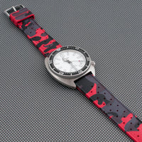 Tropical retro vintage replacement watch strap band FKM rubber tropic 19mm 20mm 21mm 22mm red camo camouflage seiko spb313 slim turtle variant_red_camo