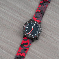 Tropical retro vintage replacement watch strap band FKM rubber tropic 19mm 20mm 21mm 22mm red camo camouflage sinn u1 s variant_red_camo