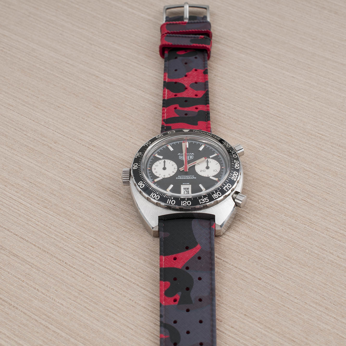 Tropical retro vintage replacement watch strap band FKM rubber tropic 19mm 20mm 21mm 22mm red camo camouflage heuer autavia viceroy 1163v