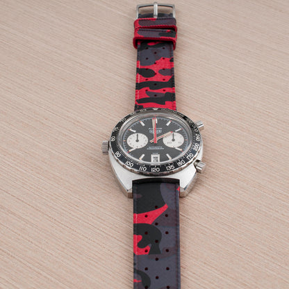 Tropical retro vintage replacement watch strap band FKM rubber tropic 19mm 20mm 21mm 22mm red camo camouflage heuer autavia viceroy 1163v