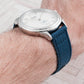 Premium Sailcloth quick release watch strap band replacement 19mm, 20mm, 21mm, 22mm blue waldan heritage silver