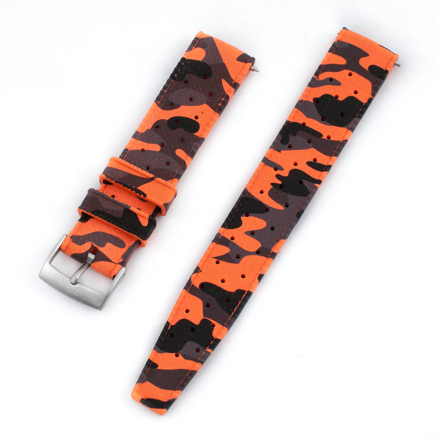 Tropical retro vintage replacement watch strap band FKM rubber tropic 19mm 20mm 21mm 22mm orange camo camouflage