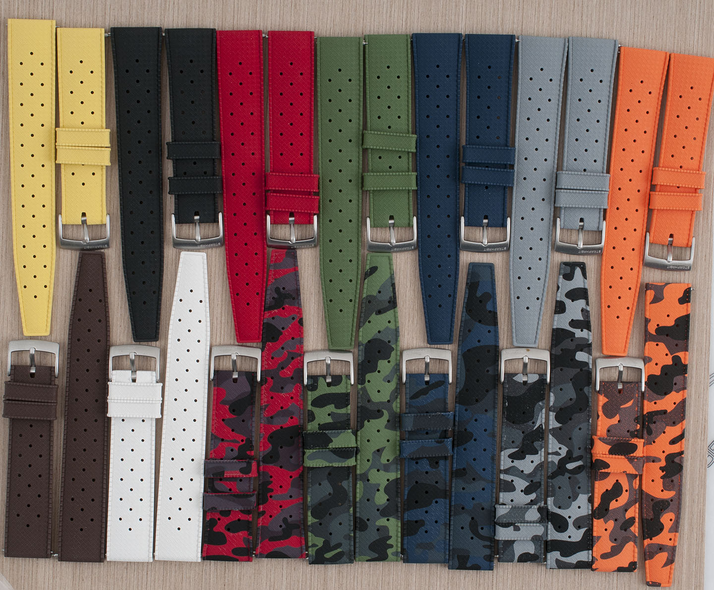 Tropical retro vintage replacement watch strap band FKM rubber tropic 19mm 20mm 21mm 22mm camo