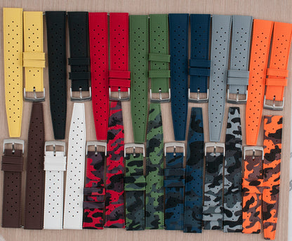 Tropical retro vintage replacement watch strap band FKM rubber tropic 19mm 20mm 21mm 22mm camo