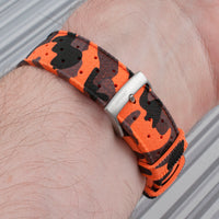 Tropical retro vintage replacement watch strap band FKM rubber tropic 19mm 20mm 21mm 22mm orange camo camouflage  variant_orange_camo