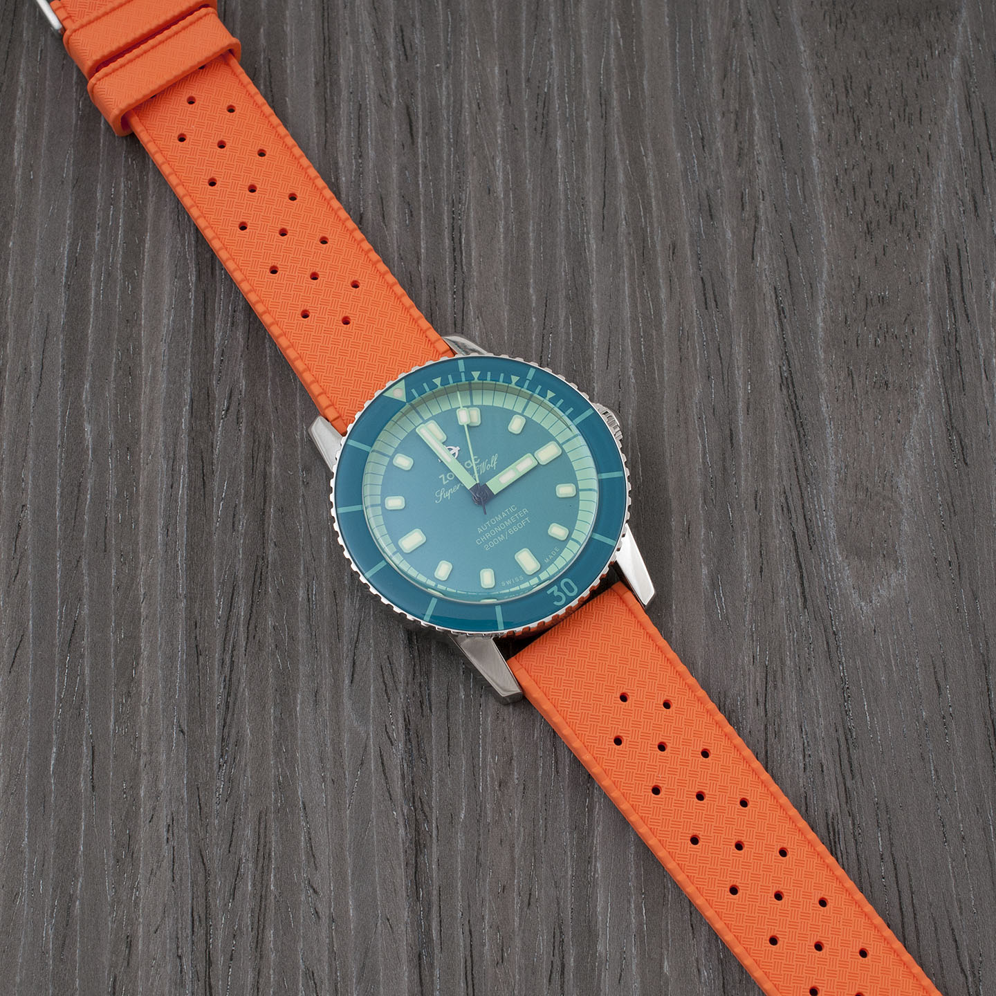 Tropical retro vintage replacement watch strap band FKM rubber tropic 19mm 20mm 21mm 22mm orange zodiac aquamarine dream super sea wolf