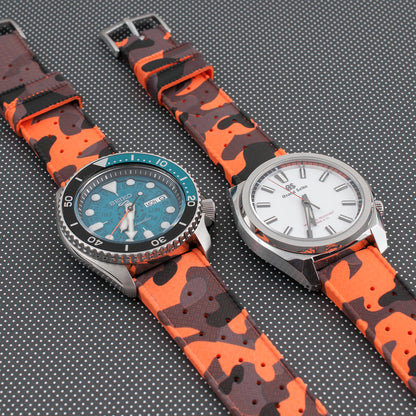 Tropical retro vintage replacement watch strap band FKM rubber tropic 19mm 20mm 21mm 22mm orange camo camouflage seiko 5 sports sprj45 sonar grand seiko sgbx341