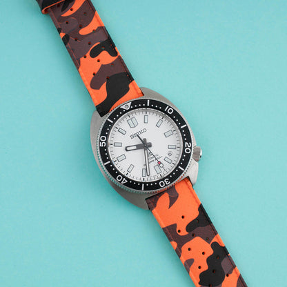 Tropical retro vintage replacement watch strap band FKM rubber tropic 19mm 20mm 21mm 22mm orange camo camouflage seiko spb313 slim willard white