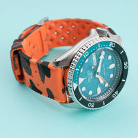 Tropical retro vintage replacement watch strap band FKM rubber tropic 19mm 20mm 21mm 22mm orange camo camouflage seiko sonar sports 5 srpj45 variant_orange_camo