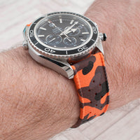 Tropical retro vintage replacement watch strap band FKM rubber tropic 19mm 20mm 21mm 22mm orange camo camouflage omega planet ocean chronograph 2210.50,00 variant_orange_camo