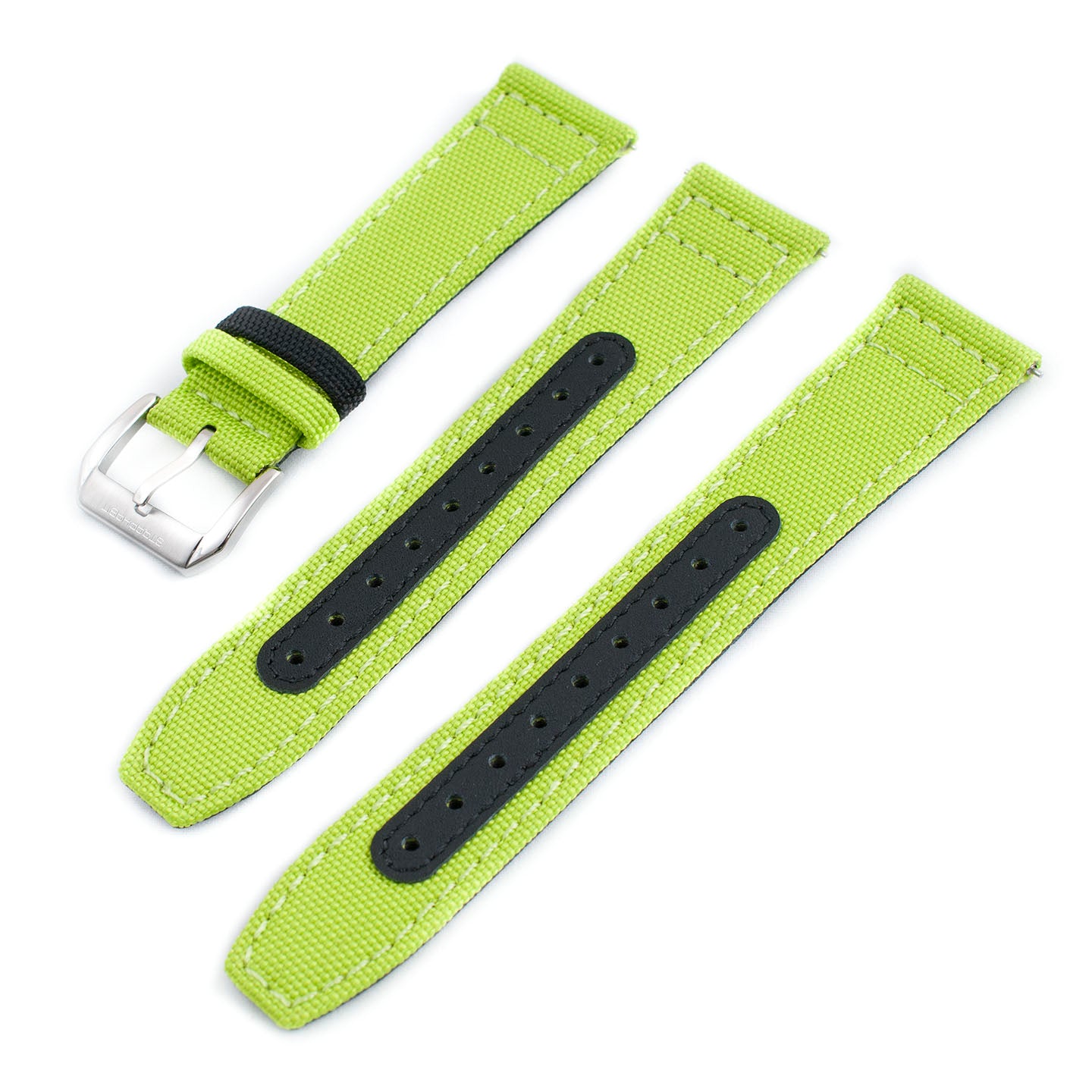 Premium Sailcloth Colorway Quick Release Watch Strap band replacement 19mm, 20mm, 21mm, 22mm for large wrists and small wrists, for men and women, unisex acid bright yellow brain green antifreeze