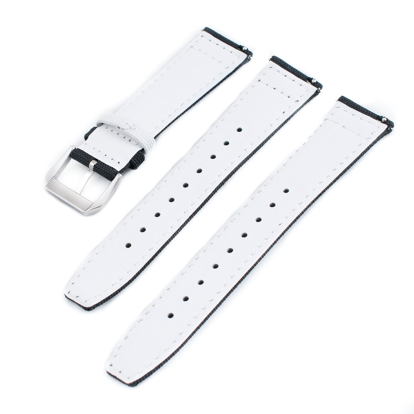 Premium Sailcloth Colorway Quick Release Watch Strap band replacement 19mm, 20mm, 21mm, 22mm for large wrists and small wrists, for men and women, unisex white black silver reverse panda