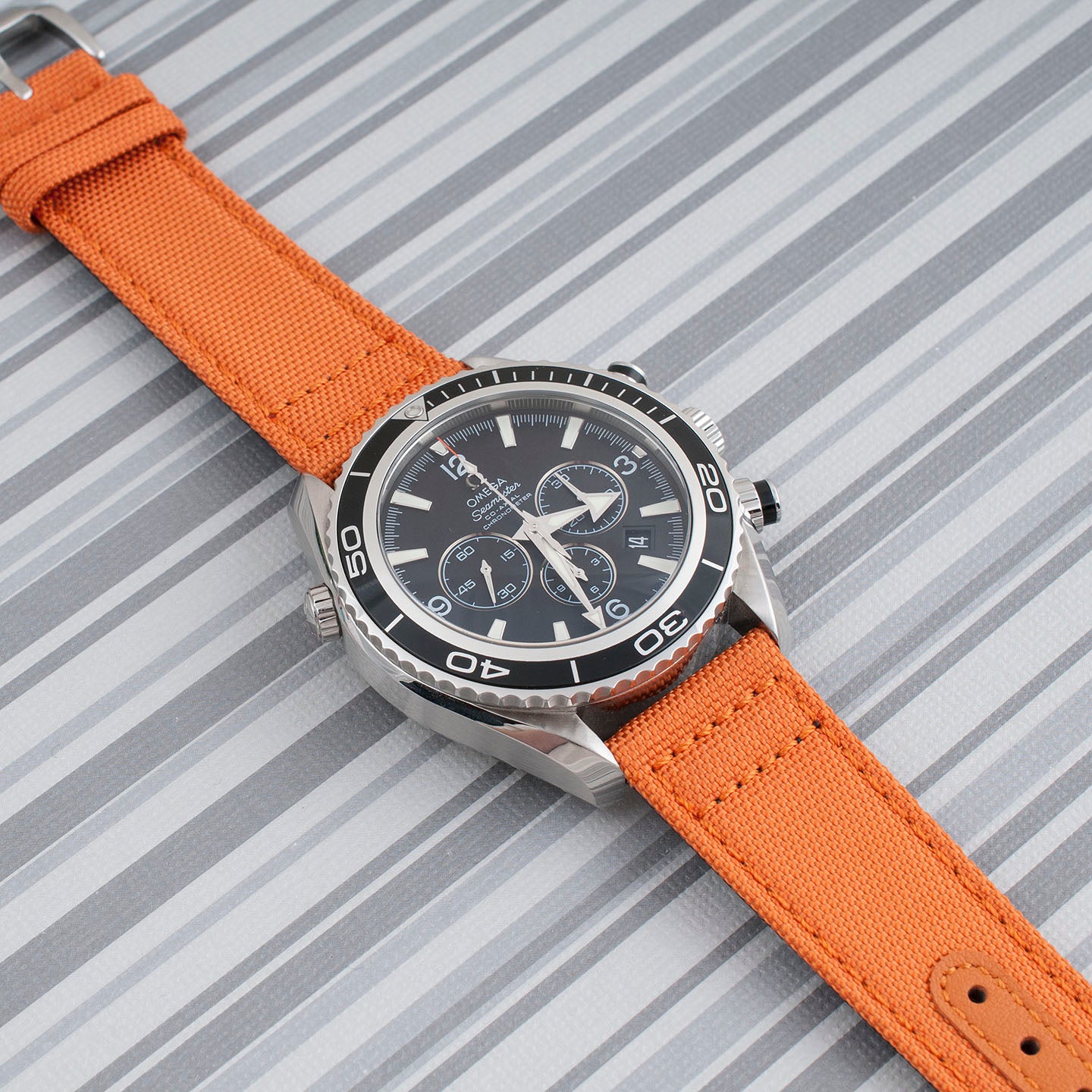 Premium Sailcloth Colorway Quick Release Watch Strap band replacement 19mm, 20mm, 21mm, 22mm for large wrists and small wrists, for men and women, unisex orange pumpkin omega planet ocean chronograph
