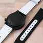 Premium Sailcloth Colorway Quick Release Watch Strap band replacement 19mm, 20mm, 21mm, 22mm for large wrists and small wrists, for men and women, unisex white black silver reverse panda