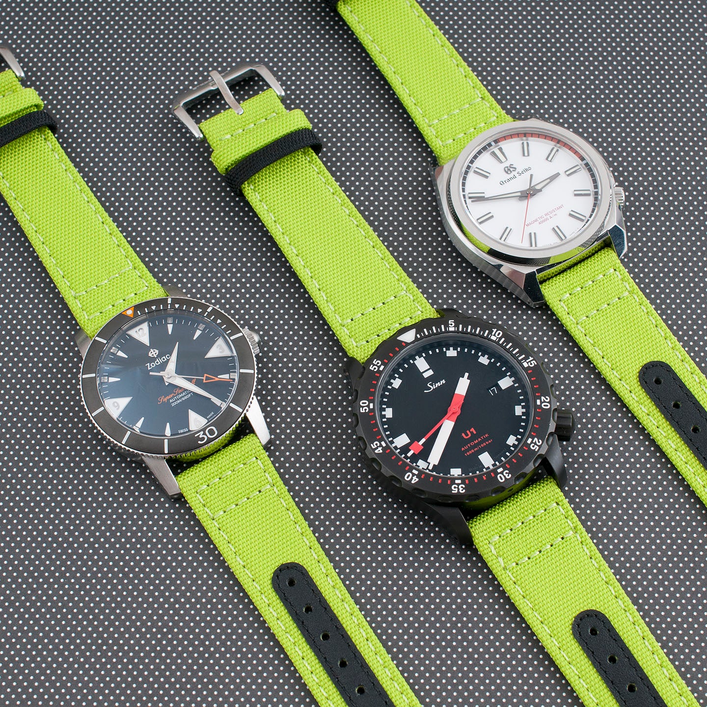 Premium Sailcloth Colorway Quick Release Watch Strap band replacement 19mm, 20mm, 21mm, 22mm for large wrists and small wrists, for men and women, unisex acid bright yellow brain green antifreeze Zodiac Super Sea Wolf 53 Skin sinn U1 S gran seiko SBGX341 