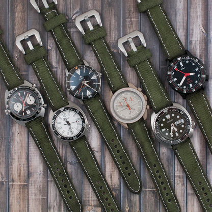 Distressed Canvas and Leather Quick Release Watch Straps