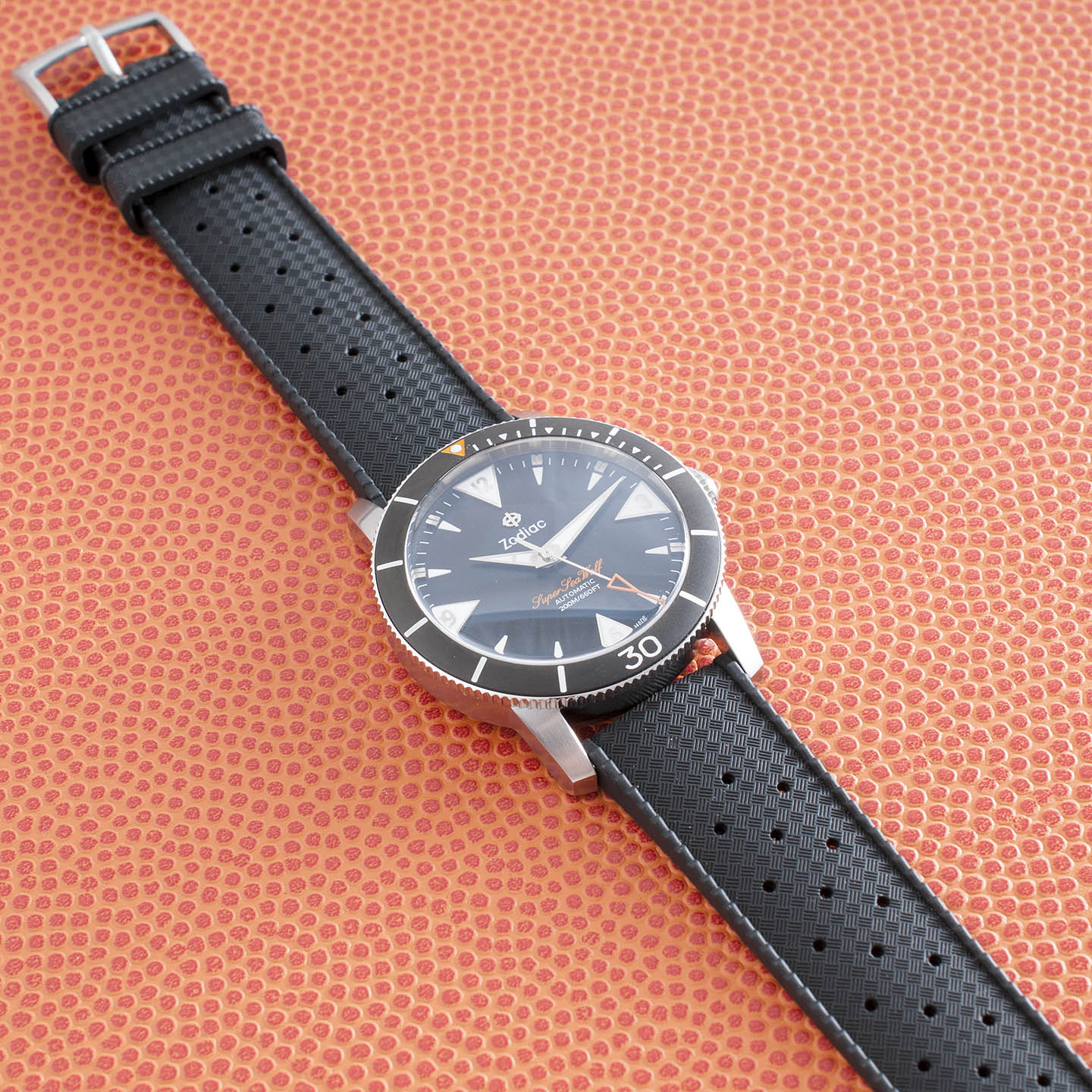 Tropical retro vintage replacement watch strap band FKM rubber tropic 19mm 20mm 21mm 22mm black zodiac super sea wolf skin 53 ssw z09212
