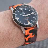 Tropical retro vintage replacement watch strap band FKM rubber tropic 19mm 20mm 21mm 22mm orange camo camouflage zodiac ssw 53 skin diver variant_orange_camo