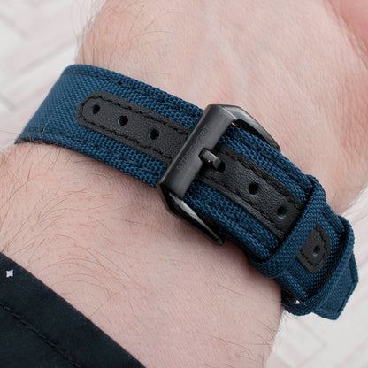 Premium Sailcloth quick release watch strap band replacement 19mm, 20mm, 21mm, 22mm blue with black buckle