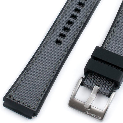 TQ18 Q Timex Replacement Watch Straps - Sailcloth and FKM Rubber Hybrid Quick Release Watch Bands