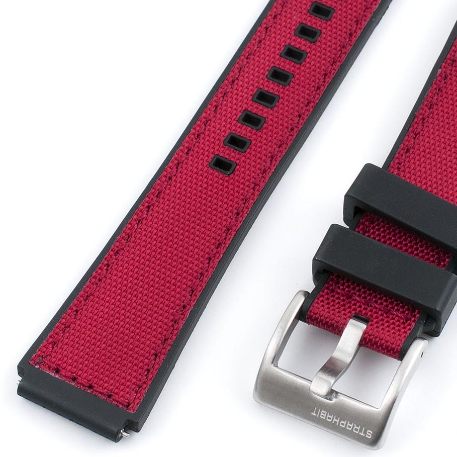 TQ18 Q Timex Replacement Watch Straps - Sailcloth and FKM Rubber Hybrid Quick Release Watch Bands