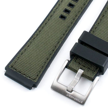 TQ18 Q Timex Replacement Watch Straps - Sailcloth and FKM Rubber Hybrid Quick Release Watch Bands