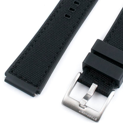 TQ18 Q Timex Replacement Watch Straps - Sailcloth and FKM Rubber Hybrid Quick Release Watch Bands