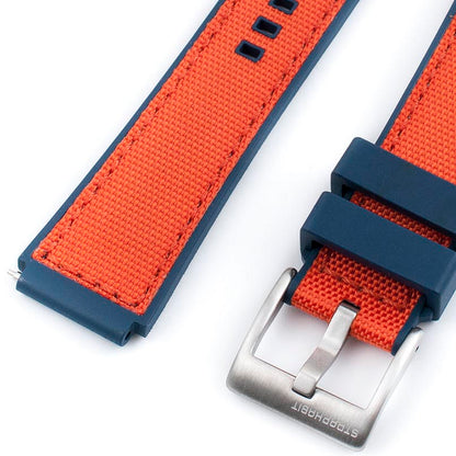 TQ18 Q Timex Replacement Watch Straps - Sailcloth and FKM Rubber Hybrid Quick Release Watch Bands